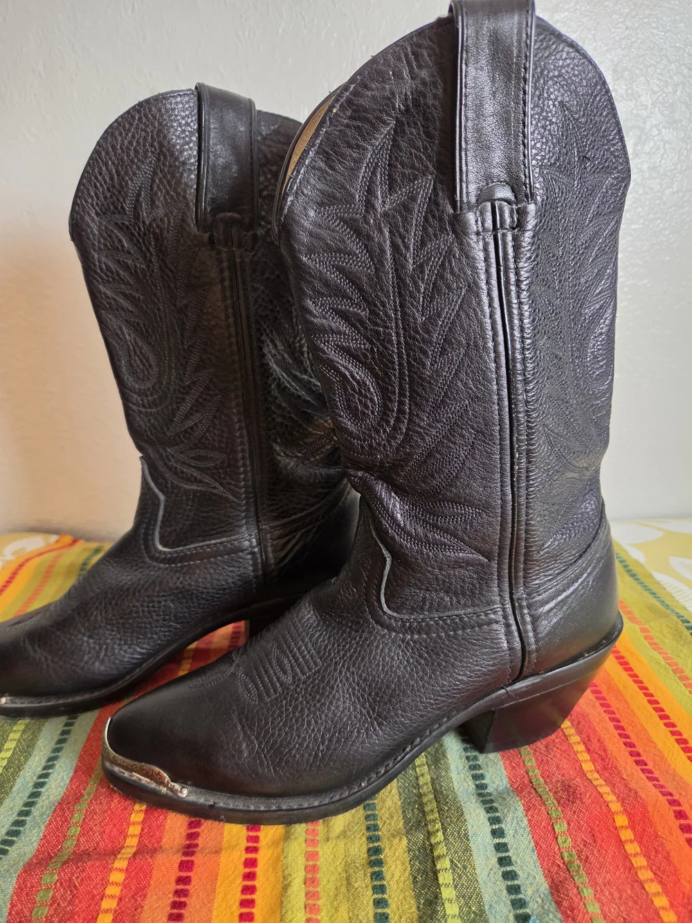 Durango Black Western Women's Boots with Stitched Leather Lining Silver Boot Tip